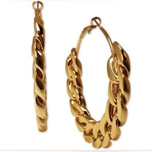 NWT I.n.c. International Concepts Gold-Tone Large Chain-Link Hoop Earrings, 3"